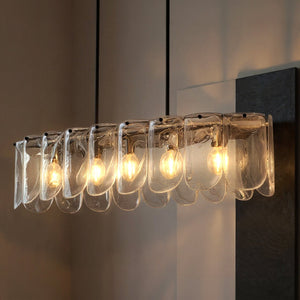 Urban Ambiance - Chandelier - UQL6041 New Traditional Indoor Chandelier, 9.25''H x 43.00''W x 13.50''Dep, Matte Black Finish, Revere Collection - 