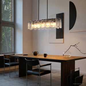 Urban Ambiance - Chandelier - UQL6041 New Traditional Indoor Chandelier, 9.25''H x 43.00''W x 13.50''Dep, Matte Black Finish, Revere Collection - 