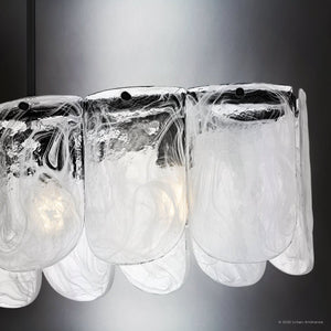 Urban Ambiance - Chandelier - UQL6041 New Traditional Indoor Chandelier, 9.25''H x 43.00''W x 13.50''Dep, Matte Black Finish, Revere Collection - 