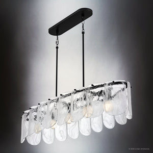 Urban Ambiance - Chandelier - UQL6041 New Traditional Indoor Chandelier, 9.25''H x 43.00''W x 13.50''Dep, Matte Black Finish, Revere Collection - 