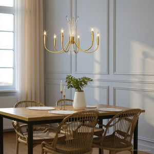 Urban Ambiance - Chandelier - UQL6050 Glam Indoor Chandelier, 24.25''H x 32.00''W x 32.00''Dep, Brushed Gold Finish, Wheaton Collection - 