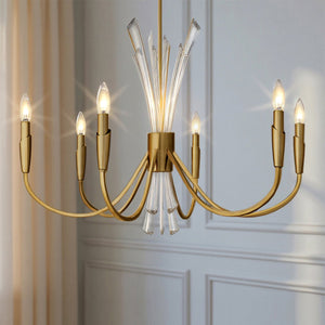 Urban Ambiance - Chandelier - UQL6050 Glam Indoor Chandelier, 24.25''H x 32.00''W x 32.00''Dep, Brushed Gold Finish, Wheaton Collection - 