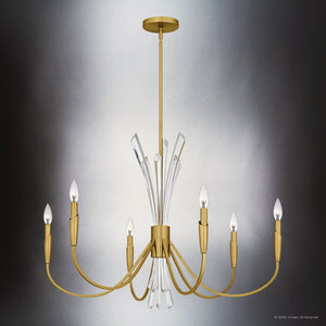 Urban Ambiance - Chandelier - UQL6050 Glam Indoor Chandelier, 24.25''H x 32.00''W x 32.00''Dep, Brushed Gold Finish, Wheaton Collection - 