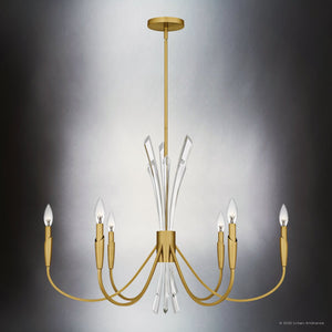 Urban Ambiance - Chandelier - UQL6050 Glam Indoor Chandelier, 24.25''H x 32.00''W x 32.00''Dep, Brushed Gold Finish, Wheaton Collection - 