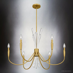 Urban Ambiance - Chandelier - UQL6050 Glam Indoor Chandelier, 24.25''H x 32.00''W x 32.00''Dep, Brushed Gold Finish, Wheaton Collection - 