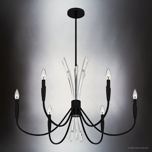 Urban Ambiance - Chandelier - UQL6051 Glam Indoor Chandelier, 24.25''H x 32.00''W x 32.00''Dep, Matte Black Finish, Wheaton Collection - 