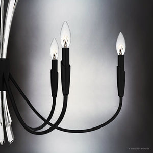 Urban Ambiance - Chandelier - UQL6051 Glam Indoor Chandelier, 24.25''H x 32.00''W x 32.00''Dep, Matte Black Finish, Wheaton Collection - 