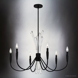 Urban Ambiance - Chandelier - UQL6051 Glam Indoor Chandelier, 24.25''H x 32.00''W x 32.00''Dep, Matte Black Finish, Wheaton Collection - 