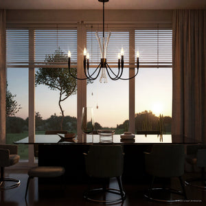Urban Ambiance - Chandelier - UQL6051 Glam Indoor Chandelier, 24.25''H x 32.00''W x 32.00''Dep, Matte Black Finish, Wheaton Collection - 