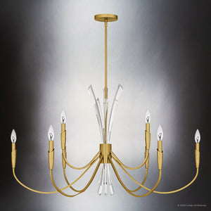 Urban Ambiance - Chandelier - UQL6052 Glam Indoor Chandelier, 25.00''H x 40.00''W x 40.00''Dep, Brushed Gold Finish, Wheaton Collection - 