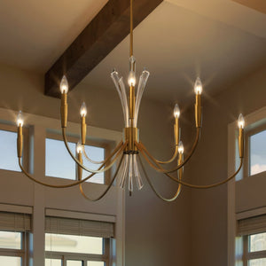 Urban Ambiance - Chandelier - UQL6052 Glam Indoor Chandelier, 25.00''H x 40.00''W x 40.00''Dep, Brushed Gold Finish, Wheaton Collection - 