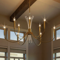 Urban Ambiance - Chandelier - UQL6052 Glam Indoor Chandelier, 25.00''H x 40.00''W x 40.00''Dep, Brushed Gold Finish, Wheaton Collection - 