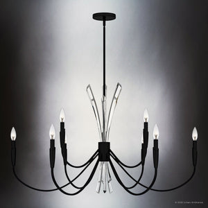 Urban Ambiance - Chandelier - UQL6053 Glam Indoor Chandelier, 25.00''H x 40.00''W x 40.00''Dep, Matte Black Finish, Wheaton Collection - 