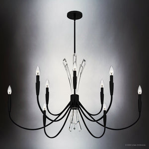 Urban Ambiance - Chandelier - UQL6053 Glam Indoor Chandelier, 25.00''H x 40.00''W x 40.00''Dep, Matte Black Finish, Wheaton Collection - 