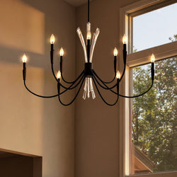 Urban Ambiance - Chandelier - UQL6053 Glam Indoor Chandelier, 25.00''H x 40.00''W x 40.00''Dep, Matte Black Finish, Wheaton Collection - 