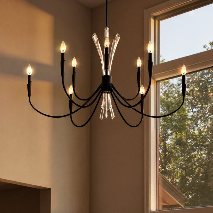 UQL6053 Glam Indoor Chandelier, 25.00''H x 40.00''W x 40.00''Dep, Matte Black Finish, Wheaton Collection