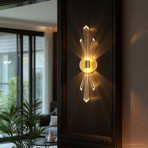 Urban Ambiance - Wall Sconce - UQL6054 Glam Indoor Wall Sconce, 22.50''H x 5.00''W x 5.25''Dep, Brushed Gold Finish, Wheaton Collection - 