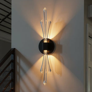 Urban Ambiance - Wall Sconce - UQL6055 Glam Indoor Wall Sconce, 22.50''H x 5.00''W x 5.25''Dep, Matte Black Finish, Wheaton Collection - 