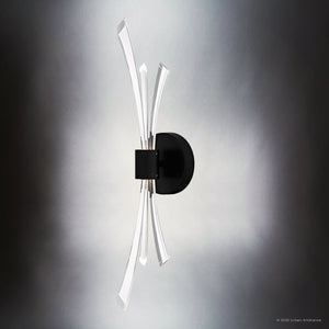 Urban Ambiance - Wall Sconce - UQL6055 Glam Indoor Wall Sconce, 22.50''H x 5.00''W x 5.25''Dep, Matte Black Finish, Wheaton Collection - 