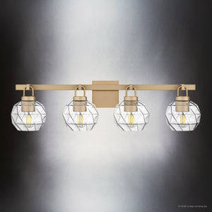Urban Ambiance - Bath Light - UQL6084 Cosmopolitan Indoor Bath Light, 8.25''H x 32.00''W x 7.50''Dep, Bronze Gold Finish, Delano Collection - 