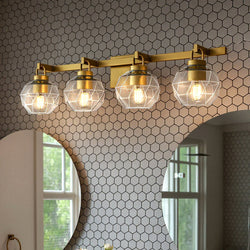 Urban Ambiance - Bath Light - UQL6084 Cosmopolitan Indoor Bath Light, 8.25''H x 32.00''W x 7.50''Dep, Bronze Gold Finish, Delano Collection - 