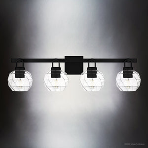 Urban Ambiance - Bath Light - UQL6085 Cosmopolitan Indoor Bath Light, 8.25''H x 32.00''W x 7.50''Dep, Matte Black Finish, Delano Collection - 