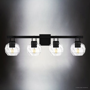 Urban Ambiance - Bath Light - UQL6085 Cosmopolitan Indoor Bath Light, 8.25''H x 32.00''W x 7.50''Dep, Matte Black Finish, Delano Collection - 