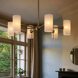 Urban Ambiance - Chandelier - UQL6090 Eclectic Indoor Chandelier, 8.75''H x 36.00''W x 36.00''Dep, Bronze Gold Finish, Florissant Collection - 