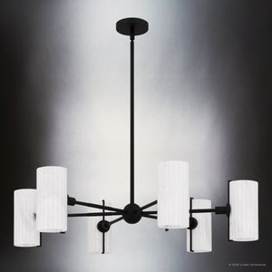 Urban Ambiance - Chandelier - UQL6091 Eclectic Indoor Chandelier, 8.75''H x 36.00''W x 36.00''Dep, Matte Black Finish, Florissant Collection - 