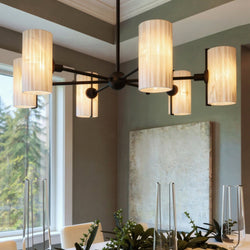 Urban Ambiance - Chandelier - UQL6091 Eclectic Indoor Chandelier, 8.75''H x 36.00''W x 36.00''Dep, Matte Black Finish, Florissant Collection - 