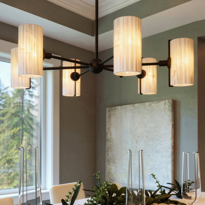 UQL6091 Eclectic Indoor Chandelier, 8.75''H x 36.00''W x 36.00''Dep, Matte Black Finish, Florissant Collection
