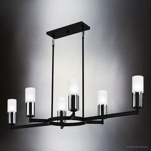 Urban Ambiance - Chandelier - UQL6101 Transitional Indoor Chandelier, 10.25''H x 48.00''W x 18.25''Dep, Matte Black Finish, Bradenton Collection - 