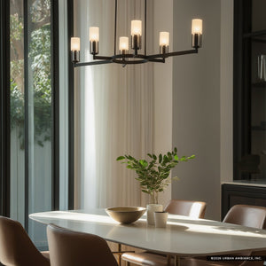 Urban Ambiance - Chandelier - UQL6101 Transitional Indoor Chandelier, 10.25''H x 48.00''W x 18.25''Dep, Matte Black Finish, Bradenton Collection - 
