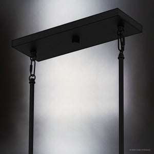 Urban Ambiance - Chandelier - UQL6101 Transitional Indoor Chandelier, 10.25''H x 48.00''W x 18.25''Dep, Matte Black Finish, Bradenton Collection - 
