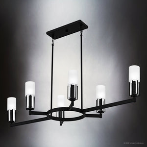 Urban Ambiance - Chandelier - UQL6101 Transitional Indoor Chandelier, 10.25''H x 48.00''W x 18.25''Dep, Matte Black Finish, Bradenton Collection - 