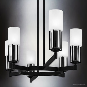 Urban Ambiance - Chandelier - UQL6101 Transitional Indoor Chandelier, 10.25''H x 48.00''W x 18.25''Dep, Matte Black Finish, Bradenton Collection - 