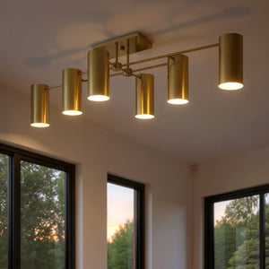 Urban Ambiance - Ceiling Light - UQL6112 Minimalist Indoor Ceiling Light, 14.00''H x 50.00''W x 21.00''Dep, Brushed Gold Finish, Glendora Collection - 
