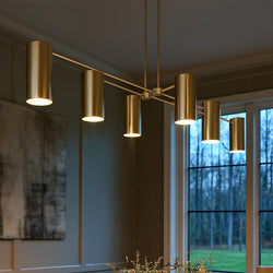 Urban Ambiance - Chandelier - UQL6114 Minimalist Indoor Chandelier, 9.00''H x 50.00''W x 21.00''Dep, Brushed Gold Finish, Glendora Collection - 