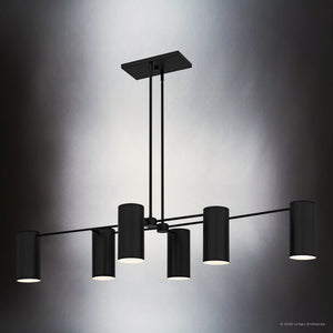 Urban Ambiance - Chandelier - UQL6115 Minimalist Indoor Chandelier, 9.00''H x 50.00''W x 21.00''Dep, Matte Black Finish, Glendora Collection - 