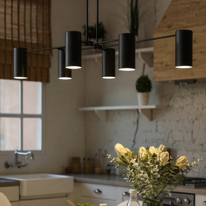 Urban Ambiance - Chandelier - UQL6115 Minimalist Indoor Chandelier, 9.00''H x 50.00''W x 21.00''Dep, Matte Black Finish, Glendora Collection - 