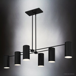 Urban Ambiance - Chandelier - UQL6115 Minimalist Indoor Chandelier, 9.00''H x 50.00''W x 21.00''Dep, Matte Black Finish, Glendora Collection - 