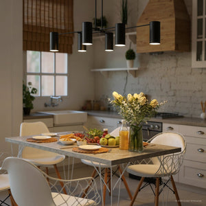 Urban Ambiance - Chandelier - UQL6115 Minimalist Indoor Chandelier, 9.00''H x 50.00''W x 21.00''Dep, Matte Black Finish, Glendora Collection - 