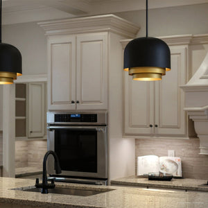 Urban Ambiance - Pendant - UQL6120 Glam Indoor Pendant, 11.50''H x 12.00''W x 12.00''Dep, Matte Black Finish, Joplin Collection - 