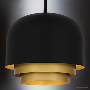 Urban Ambiance - Pendant - UQL6120 Glam Indoor Pendant, 11.50''H x 12.00''W x 12.00''Dep, Matte Black Finish, Joplin Collection - 