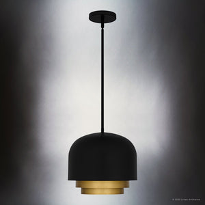Urban Ambiance - Pendant - UQL6120 Glam Indoor Pendant, 11.50''H x 12.00''W x 12.00''Dep, Matte Black Finish, Joplin Collection - 
