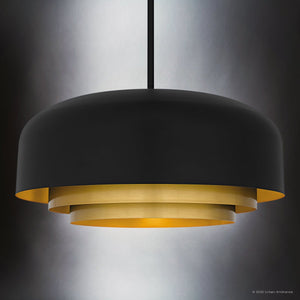 Urban Ambiance - Pendant - UQL6121 Glam Indoor Pendant, 11.50''H x 22.00''W x 22.00''Dep, Matte Black Finish, Joplin Collection - 
