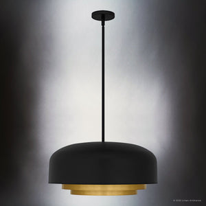 Urban Ambiance - Pendant - UQL6121 Glam Indoor Pendant, 11.50''H x 22.00''W x 22.00''Dep, Matte Black Finish, Joplin Collection - 