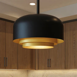 Urban Ambiance - Pendant - UQL6121 Glam Indoor Pendant, 11.50''H x 22.00''W x 22.00''Dep, Matte Black Finish, Joplin Collection - 