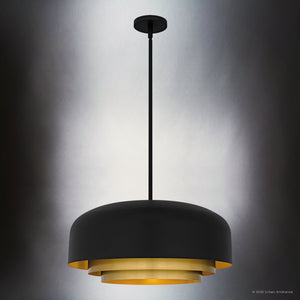 Urban Ambiance - Pendant - UQL6121 Glam Indoor Pendant, 11.50''H x 22.00''W x 22.00''Dep, Matte Black Finish, Joplin Collection - 
