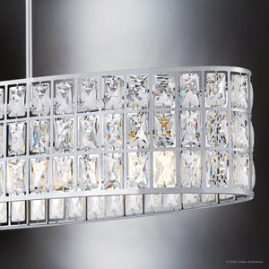 Urban Ambiance - Chandelier - UQL6130 Cosmopolitan Indoor Chandelier, 8.25''H x 42.00''W x 10.50''Dep, Polished Chrome Finish, Casselton Collection - 